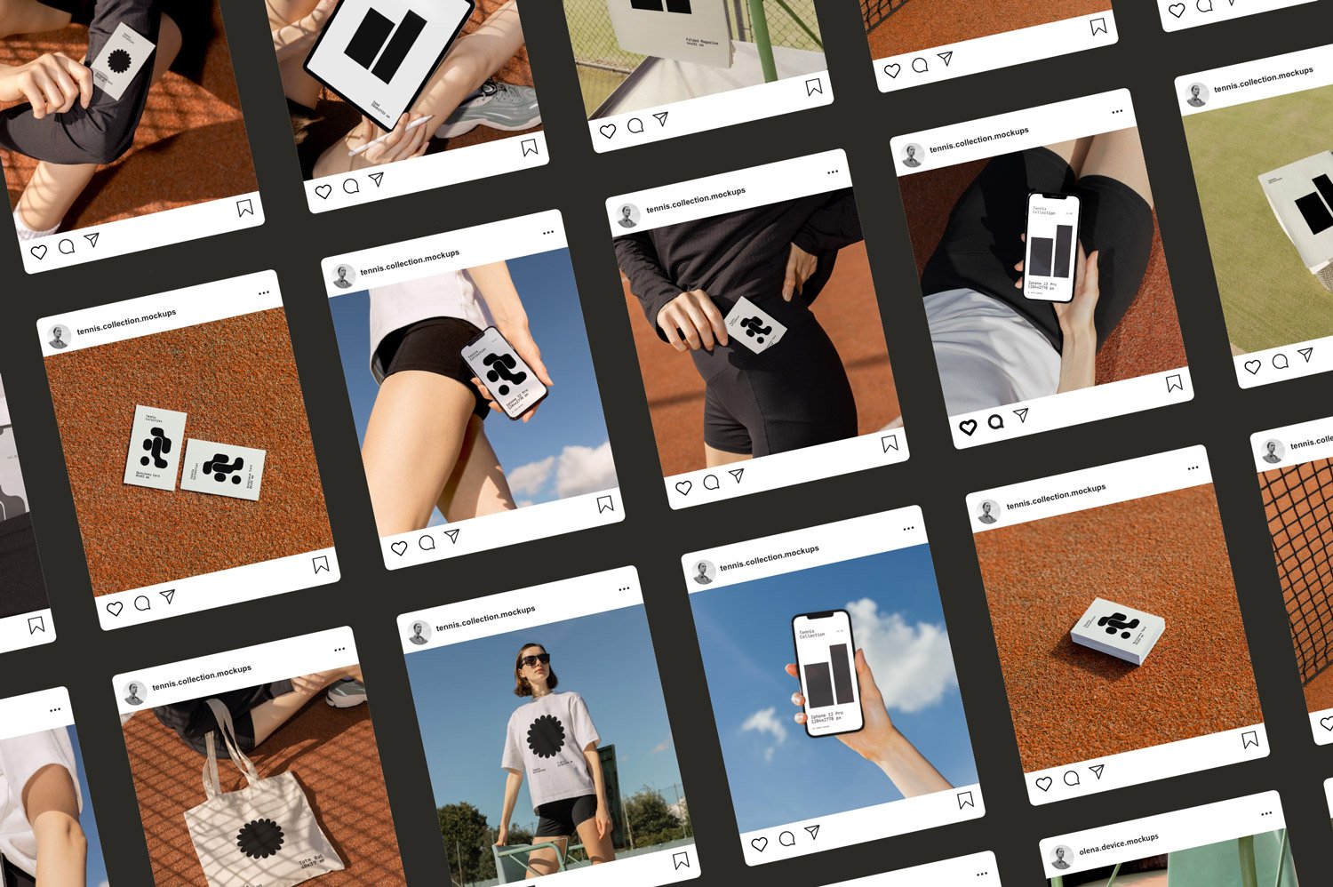 Tennis Mockup Collection: showcase your designs with realism on T-shirts, iPads, iPhones, newspapers, business cards, and tote bag.
